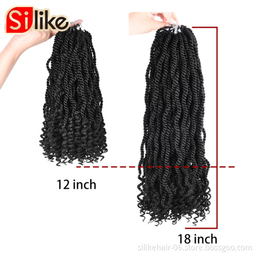 Senegalese Twists Synthetic Braiding Hair Extension 12"18 Inch Crochet Braid Wavy Senegalese Twist Crochet Hair For Black Women
